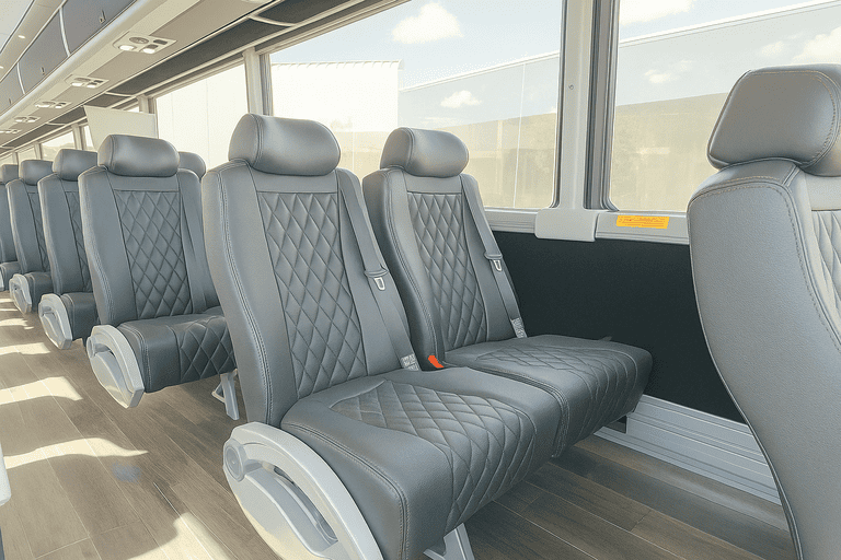 interior of Clearwater Coach Bus Service charter bus